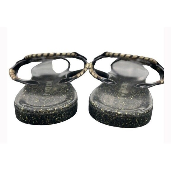 Jack Rogers Georgica Sparkle Glitter Jelly Flip Flops Sandals 7 Black Gold - Picture 4 of 10